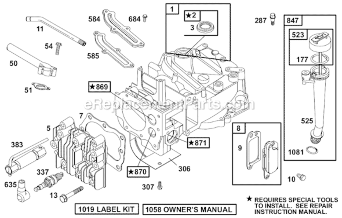 Page A Diagram and Parts List for 12C800  Briggs and Stratton Engine